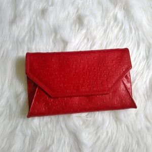 Vintage Bueno Embossed Ostrich Clutch Purse
